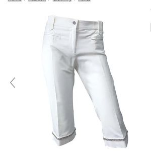 💎Gianni Versace Spring/Summer 2005 White Rhinestone Bermuda Capri Pants 💎